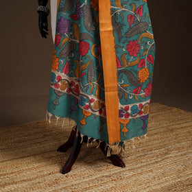 Srikalahasti Pen Work Kalamkari Bangalore Silk Floral Handpainted Dupatta 03