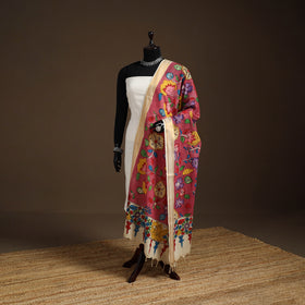Srikalahasti Pen Work Kalamkari Bangalore Silk Floral Handpainted Dupatta 04