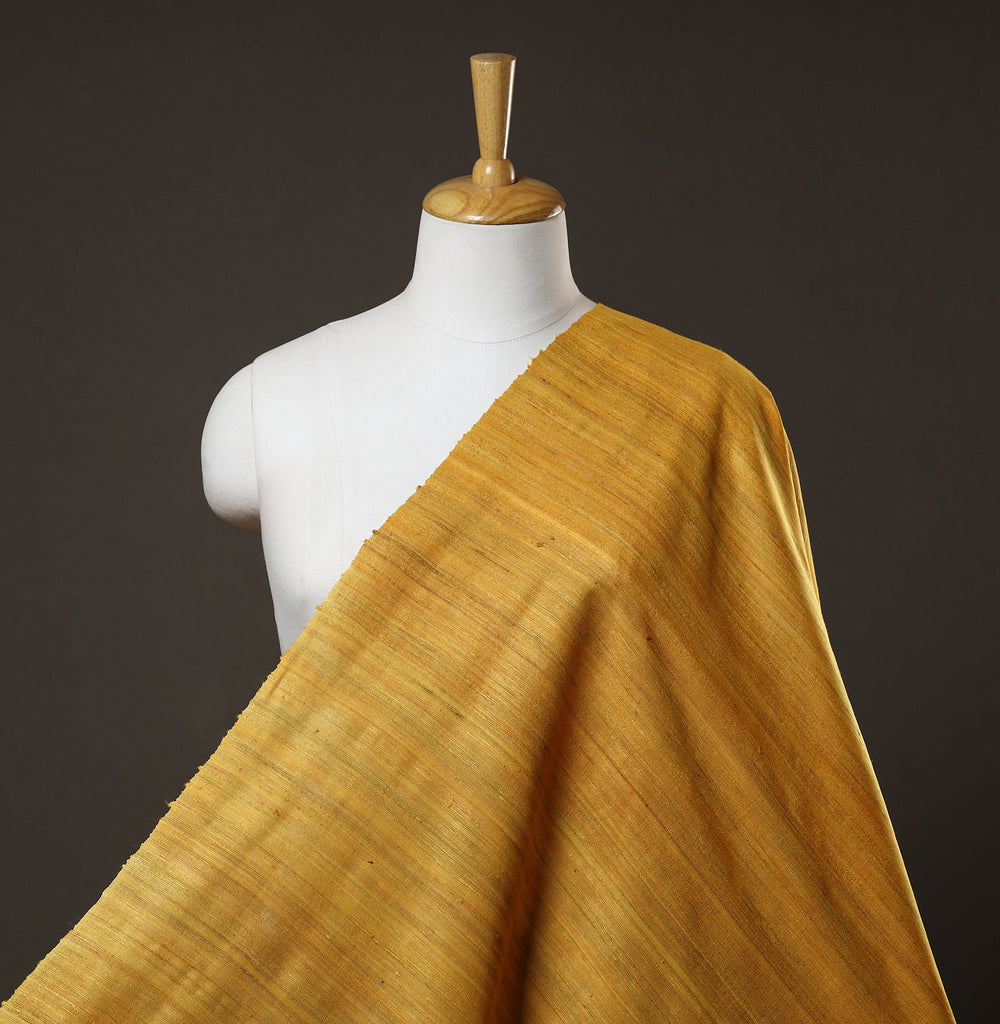 Yellow - Authentic Handwoven Tussar Silk Bhagalpuri Fabric 17