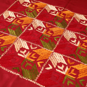 Floral phulkari hand embroidered double bedsheet with 2