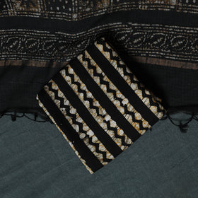 Kutch Hand Block Batik Print Kota Doria Cotton 3pc Unstitched Dress Material Suit Set 10