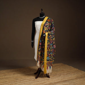 Srikalahasti Pen Work Kalamkari Bangalore Silk Floral Handpainted Dupatta 06