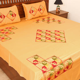 Floral Phulkari Hand Embroidered Double Bedsheet with 2 Pillow Covers Set (108 x 90 in) 01