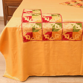 Floral Phulkari Hand Embroidered Double Bedsheet with 2 Pillow Covers Set (108 x 90 in) 01