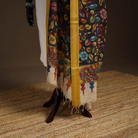 Srikalahasti Pen Work Kalamkari Bangalore Silk Floral Handpainted Dupatta 06