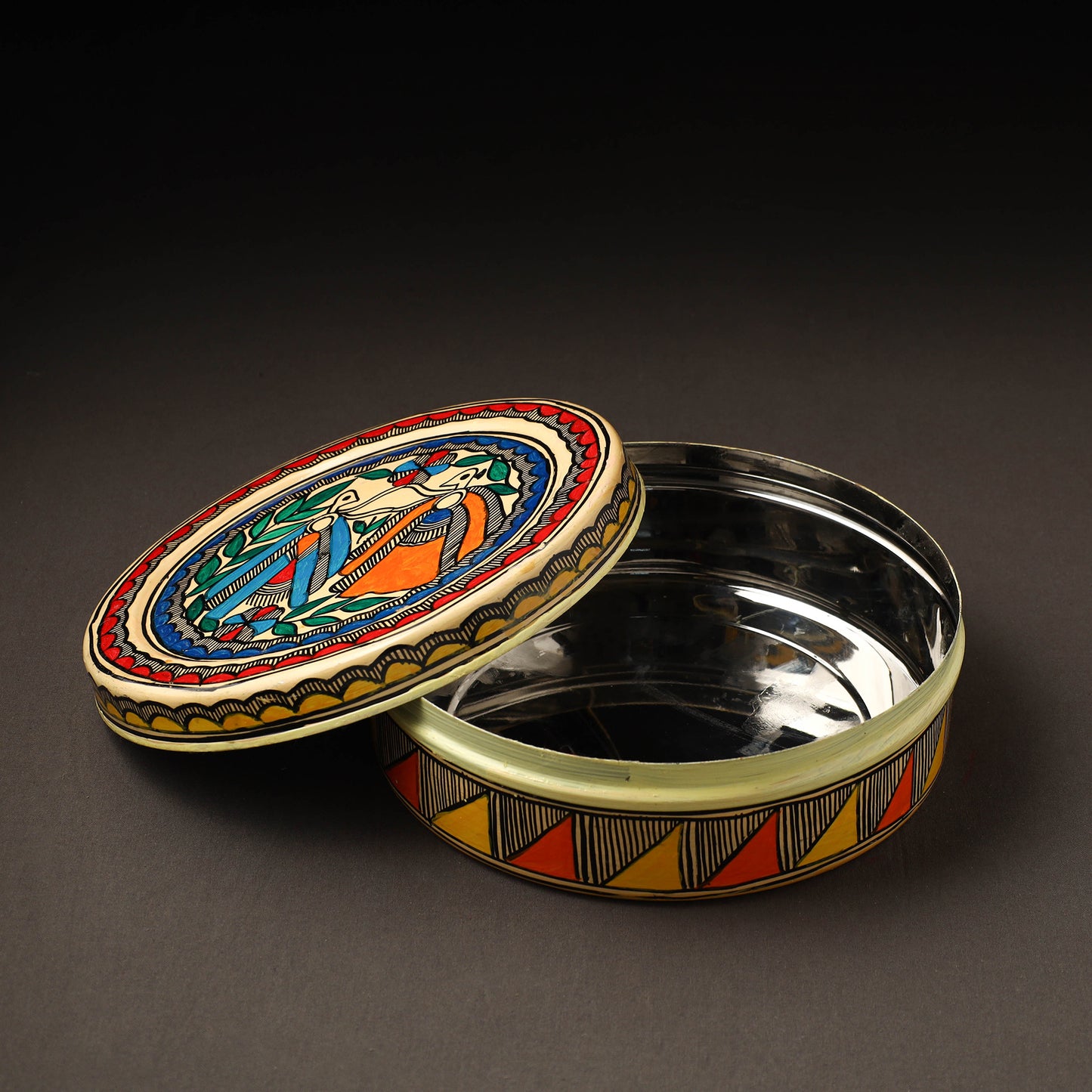  Godna Madhubani Handpainted Stainless Steel Casserole