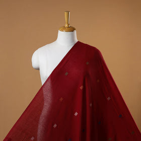 Red - handloom cotton phulia jamdani fabric 23 - handcrafted