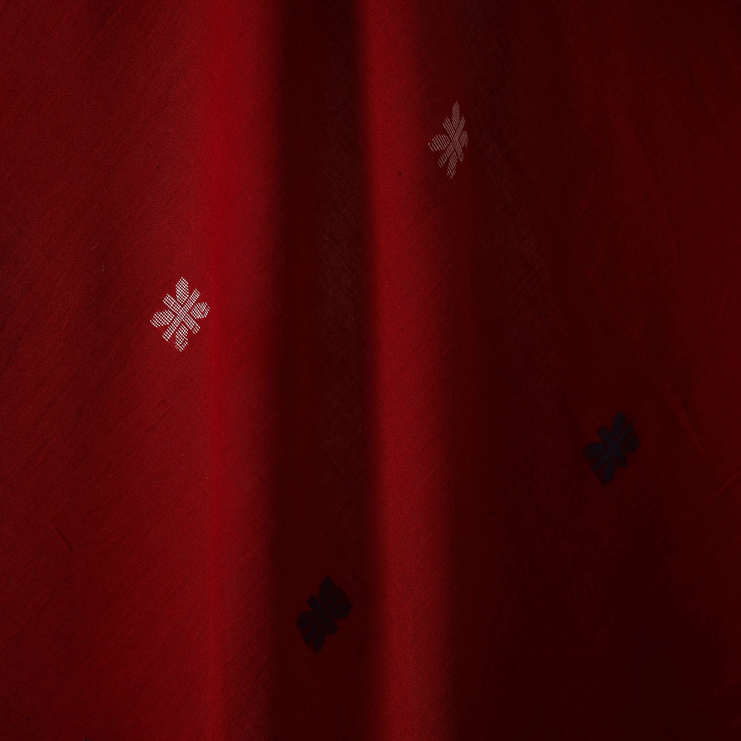 Red - handloom cotton phulia jamdani fabric 23 - handcrafted