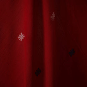 Red - handloom cotton phulia jamdani fabric 23 - handcrafted
