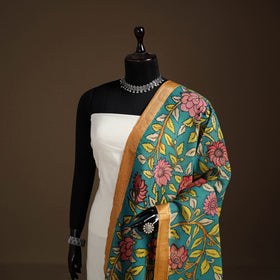 Srikalahasti Pen Work Kalamkari Bangalore Silk Floral Handpainted Dupatta 07