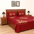 Floral Phulkari Hand Embroidered Double Bedsheet with 2 Pillow Covers Set (108 x 90 in) 02