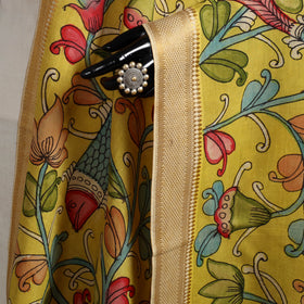 Srikalahasti Pen Work Kalamkari Bangalore Silk Floral Handpainted Dupatta 08