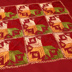 Floral Phulkari Hand Embroidered Double Bedsheet with 2 Pillow Covers Set (108 x 90 in) 02