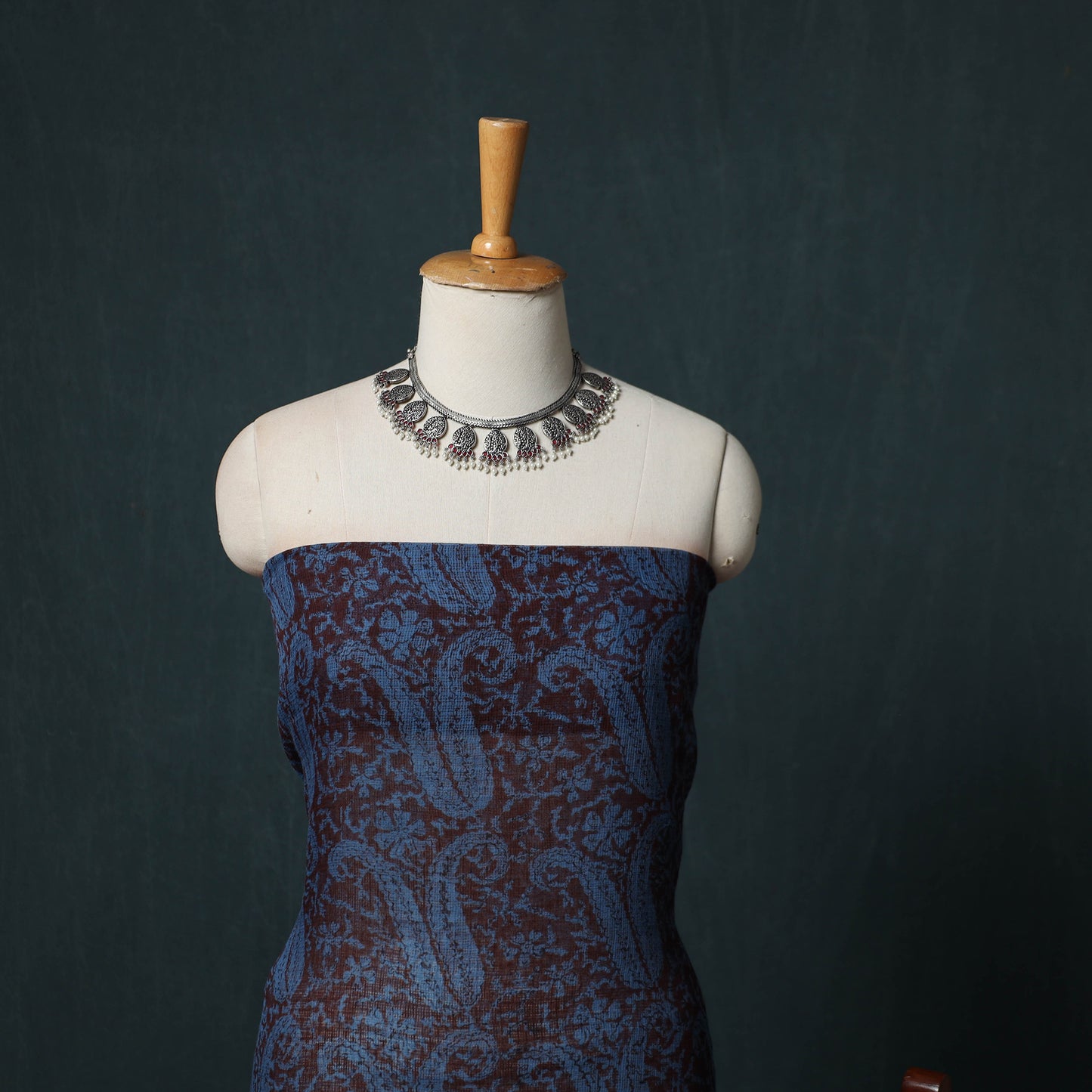Bagh Hand Block Print Natural Dyed Kota Doria Cotton 3pc Unstitched Dress Material Suit Set 02