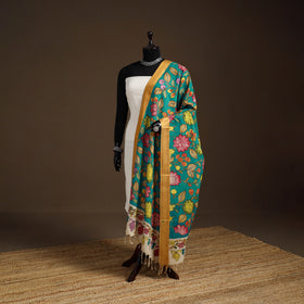 Srikalahasti Pen Work Kalamkari Bangalore Silk Floral Handpainted Dupatta 11