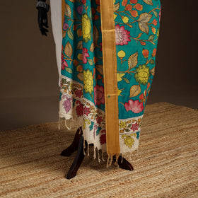 Srikalahasti Pen Work Kalamkari Bangalore Silk Floral Handpainted Dupatta 11
