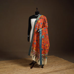Srikalahasti Pen Work Kalamkari Bangalore Silk Floral Handpainted Dupatta 12