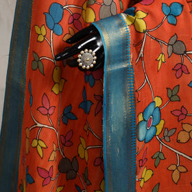 Srikalahasti Pen Work Kalamkari Bangalore Silk Floral Handpainted Dupatta 12