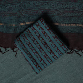 Bagh Hand Block Print Natural Dyed Kota Doria Cotton 3pc Unstitched Dress Material Suit Set 04