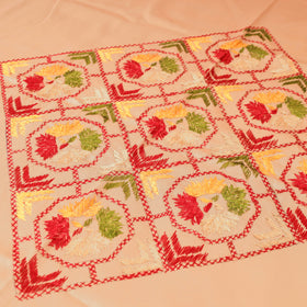 Floral Phulkari Hand Embroidered Double Bedsheet with 2 Pillow Covers Set (108 x 90 in) 06