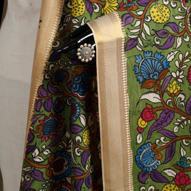 Srikalahasti Pen Work Kalamkari Bangalore Silk Floral Handpainted Dupatta 13