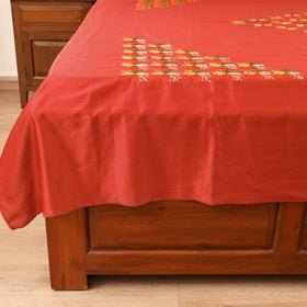 Floral Phulkari Hand Embroidered Double Bedsheet with 2 Pillow Covers Set (108 x 90 in) 07