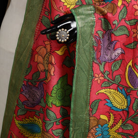 Srikalahasti Pen Work Kalamkari Bangalore Silk Floral Handpainted Dupatta 14