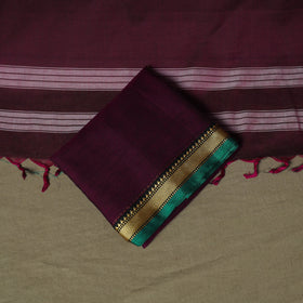 Purple - Dharwad Woven Mercerised Cotton 3pc Unstitched Dress Material Suit Set 36