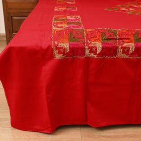 Floral Phulkari Hand Embroidered Double Bedsheet with 2 Pillow Covers Set (108 x 90 in) 08