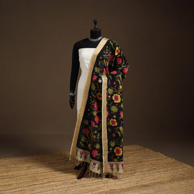 Srikalahasti Pen Work Kalamkari Bangalore Silk Floral Handpainted Dupatta 16