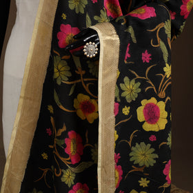 Srikalahasti Pen Work Kalamkari Bangalore Silk Floral Handpainted Dupatta 16