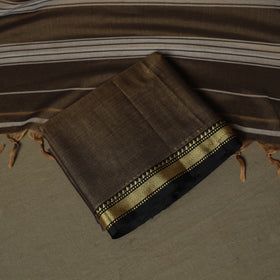 Brown - Dharwad Woven Mercerised Cotton 3pc Unstitched Dress Material Suit Set 37