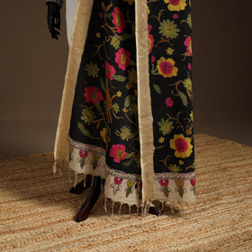 Srikalahasti Pen Work Kalamkari Bangalore Silk Floral Handpainted Dupatta 16