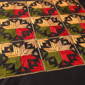 Floral phulkari hand embroidered double bedsheet with 2