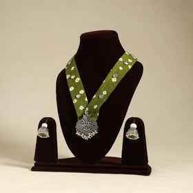 Green - fabart german silver necklace set 04 - handcrafted