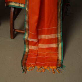 Orange - Dharwad Woven Mercerised Cotton 3pc Unstitched Dress Material Suit Set 38