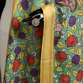 Srikalahasti Pen Work Kalamkari Bangalore Silk Floral Handpainted Dupatta 18