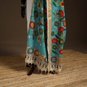 Srikalahasti Pen Work Kalamkari Bangalore Silk Floral Handpainted Dupatta 19