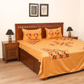 Floral phulkari hand embroidered double bedsheet with 2