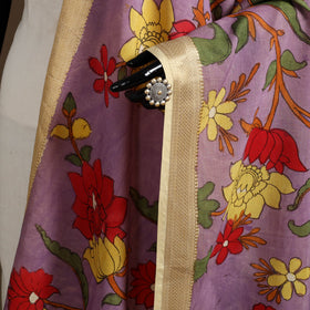 Srikalahasti Pen Work Kalamkari Bangalore Silk Floral Handpainted Dupatta 20
