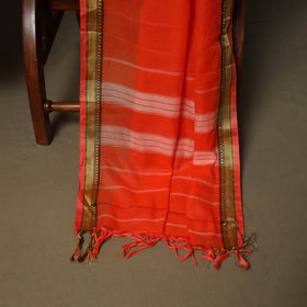 Orange - Dharwad Woven Mercerised Cotton 3pc Unstitched Dress Material Suit Set 40