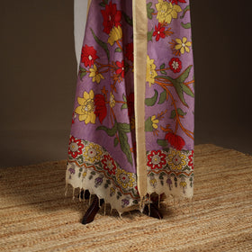 Srikalahasti Pen Work Kalamkari Bangalore Silk Floral Handpainted Dupatta 20