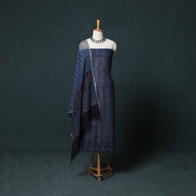 Bagh Hand Block Print Natural Dyed Kota Doria Cotton 3pc Unstitched Dress Material Suit Set 10