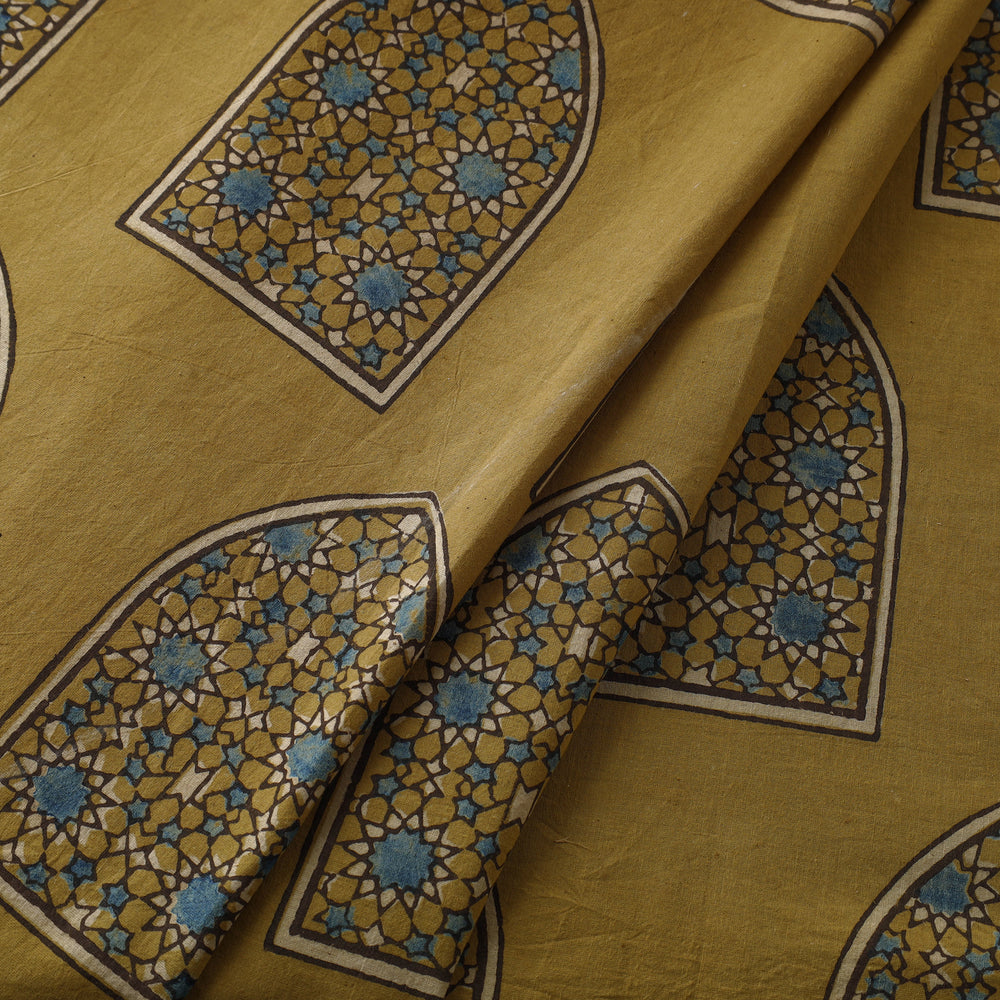 Yellow - Pure Cotton Ajrakh Print Fabric 13