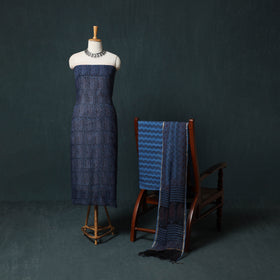 Bagh Hand Block Print Natural Dyed Kota Doria Cotton 3pc Unstitched Dress Material Suit Set 10
