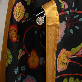 Srikalahasti Pen Work Kalamkari Bangalore Silk Floral Handpainted Dupatta 21
