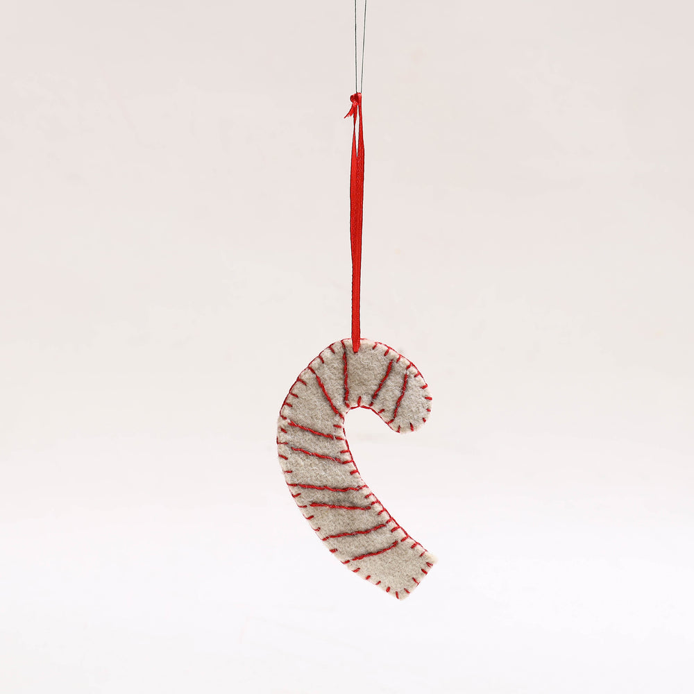 Candy Cane - Handmade Felt Christmas Ornament