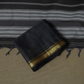 Black - Dharwad Woven Mercerised Cotton 3pc Unstitched Dress Material Suit Set 41