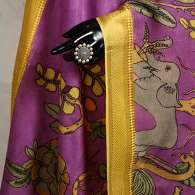 Srikalahasti Pen Work Kalamkari Bangalore Silk Floral Handpainted Dupatta 22