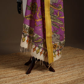 Srikalahasti Pen Work Kalamkari Bangalore Silk Floral Handpainted Dupatta 22